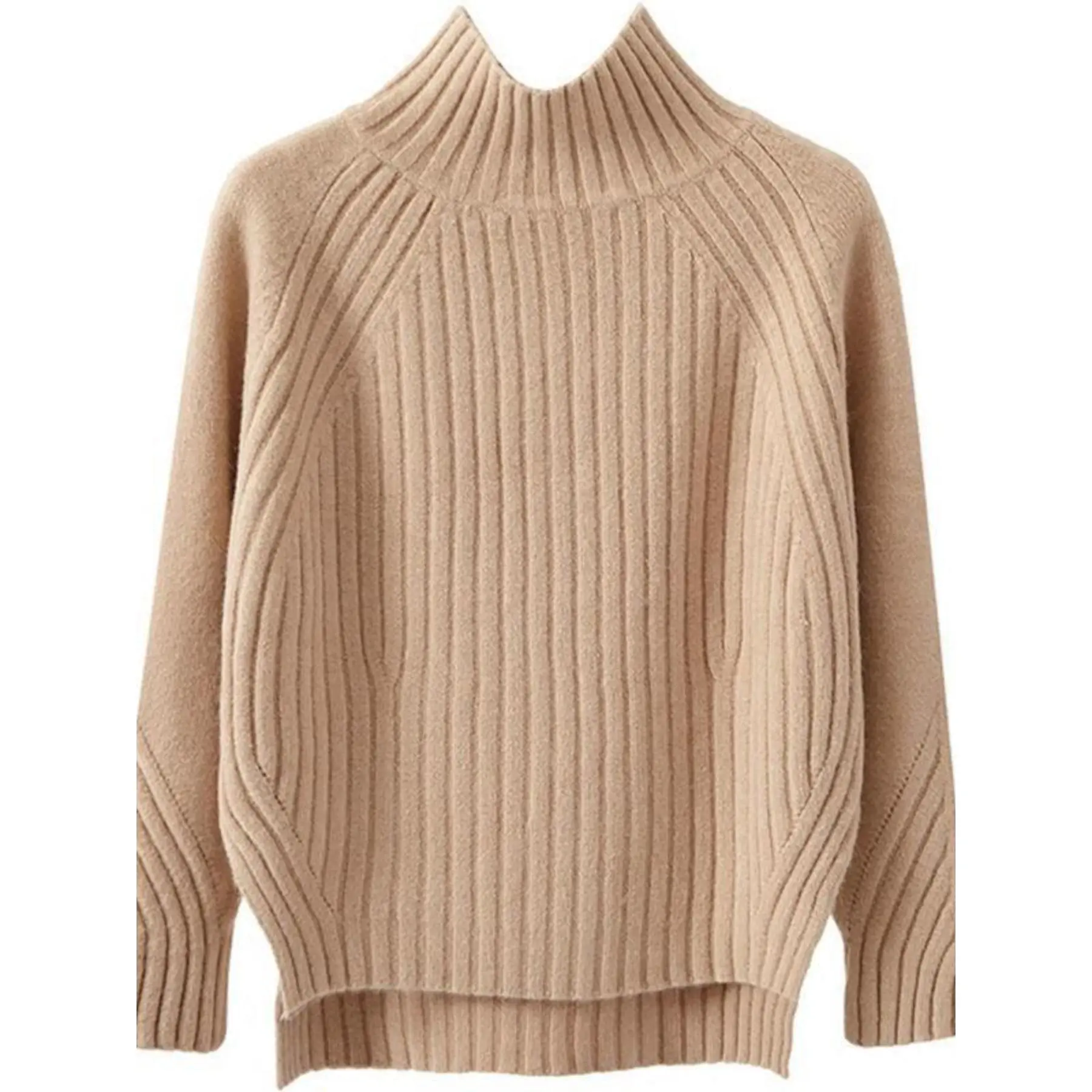 Women' Korean Style Thick Turtleneck Sweater - Loose Fit Pullover with Short Front/Long Back Hem, Black Winter Base Layer Top, Machine Washable - Casual Sweaters