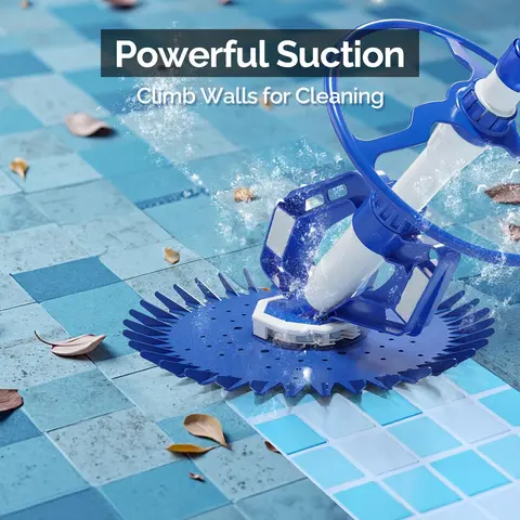 Ubesgoo Crawler-Type Automatic Pool Vacuum Cleaner with 33-ft Hose - Inground Pool Supply, ABS Plastic, Anti-Jam Design, Wall Climb, 3/4 HP Pump, Extra Hoses Incl