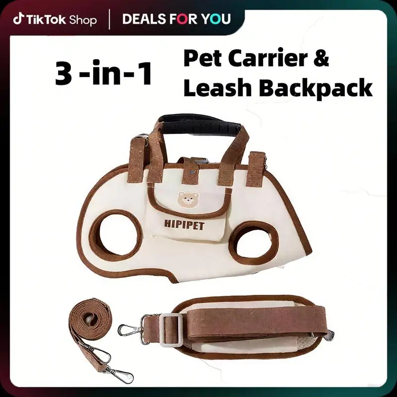 【NewYear2026】3-in-1 Pet Carrier & Leash Backpack Hands-Free Walking with Built-In Storage & Treat Holder for Dogs Cozyvibes - Harnesses #TikTokShopfalldealsforyou