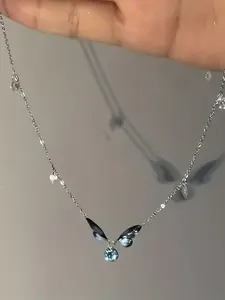Elegant S Pure Silver Butterfly Necklace, Perfect for Birthday, Wedding, Valentine's Day, Special Occasions, Stylish Jewelry Gift