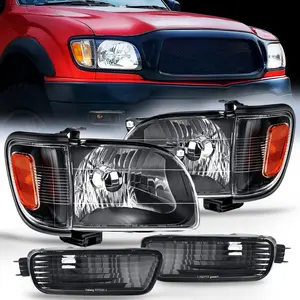 Nilight Headlight Assembly for 2001 2002 2003 2004 Toyota Tacoma Replacement Headlamp Black Housing Amber Reflector