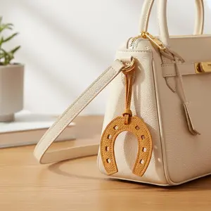 2PCS Horseshoe Bag Pendant, Lychee-Texture U-Shaped Keychain, Cute Mini Basket Charm for Bags & Car Accessories