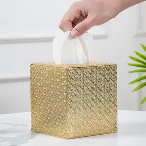 Gold Tissue Box Cover,Tissue Box Cover Square,Gold Tissue Box Holders,Tissue Holder for Bathroom Accessories,Bathroom Tissue Holders SUNYUROU