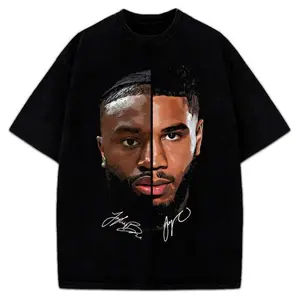 [SALE OFF 50%] Jaylen Brown And Jason Tatum Duo T-Shirt Boston Basketball Custom Design Graphic T-Shirt