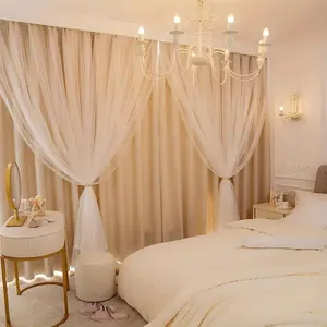 Blackout Sunscreen Curtain, Heavy Curtain, 2 Counts/set Thickened Double Layer Embroidered Curtain and Window Screen Integrated, Home Decor for Bedroom Living Room, Home Decoration Curtain