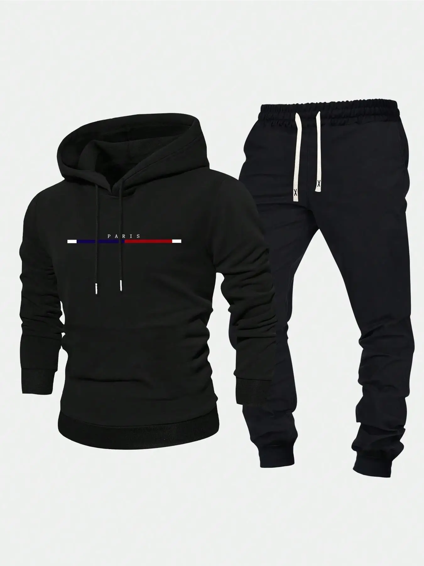 Men's Letter Print Zip Up Hoodie & Drawstring Waist Sweatpants Two-piece Set, Regular Fit Casual Long Sleeve Hooded Sweatshirt & Jogger Pants for Spri