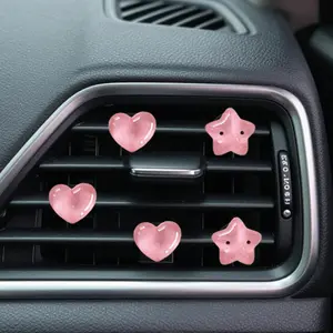 5pcs Cute Transparent Heart and Star, Car Interior Vent Decoration Ornaments, Car Interior Accessory, Decorative Accessories for Your Love Car