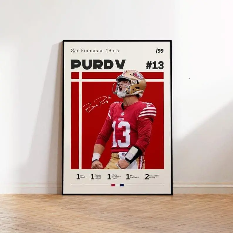 Football PosterBrock Purdy Poster, San Francisco 49ers Poster, Gift For Brock Purdy Fan, Sports Poster, NFL Fans, Football Gift, Sports Bedroom Posters