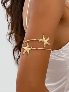 Ocean Wind Starfish Adjustable Arm Ring Bracelet, Trendy Jewelry, Summer Beach Vacation Wear, Perfect Gift, Open Design, Comfortable Fit, Ocean Wind Charm
