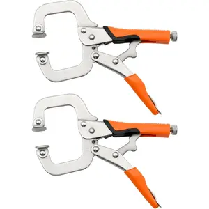 6 Inch Clamp, Heavy Duty Vise Grip Locking Pliers Adjustable Face Clamp for Woodworking, Welding and Pocket Hole Joinery, 2 Packs (Orange, 6 Inch)