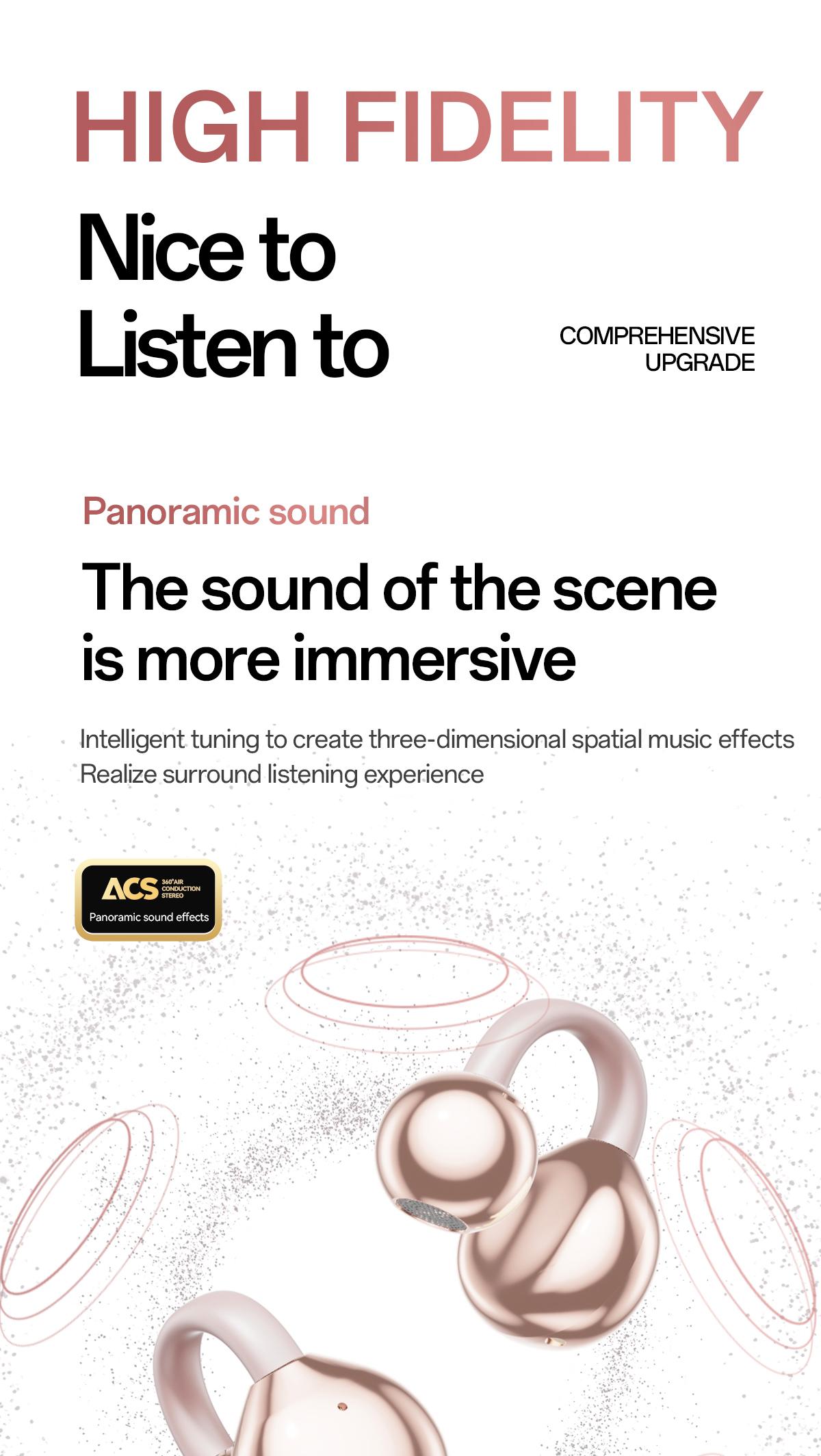 Chengruida M106 Cute Heart Shaped Bag Open Ear Clip-On Headphones, Panoramic Surround Sound Bluetooth Earbuds for All-Day Wear