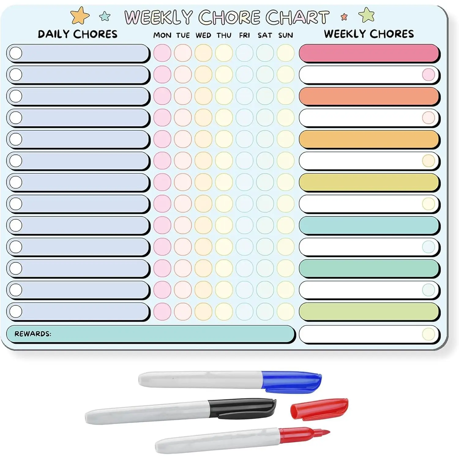Chore Chart for  | Large 10" x 13" Reward Chart with Erasable Marker | Behavior Chart for  Use | Durable Dry Erase Board
