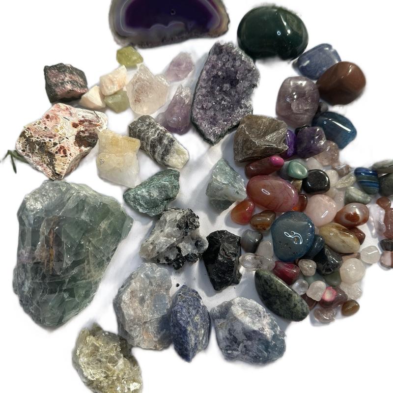 Wowzza Gallon Mining Bucket with Citrine, Amethyst, Muscovite, crazy lace agate and more home decor natural crystal