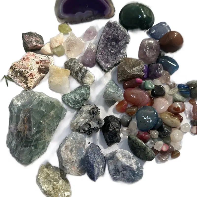 Wowzza Gallon Mining Bucket with Citrine, Amethyst, Muscovite, crazy lace agate and more home decor natural crystal