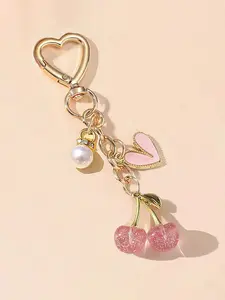 Cute Cherry Keychain for Women, Shiny Cherry Bag Charm, Elegant Fruit Pendant, Handbag Purse Car Keys Accessory, Fashion Daily Gift