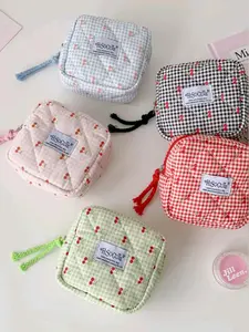 High-Value Cherry Lipstick Bag, Portable Sanitary Napkin Storage Pouch, Travel Mini EarphoneCase,Student Essential Organizer, Makeup Pouch, Handheld Cosmetic Pouch, Travel Cosmetic Bags