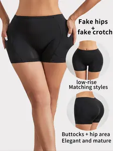 Women's Fake Buttocks Padded Low Waist Shapewear Panties, Breathable Seamless Smooth Fabric, Slimming Short Shorts, Fashion Butt Lift Pants, Underwear, Womenswear