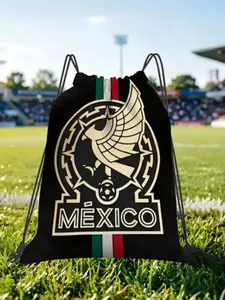 1 pc Mexico Football Print Drawstring Bags Men Women Storage Backpack Teenager Travel Bag Multi-function Pocket Match Day Essentials