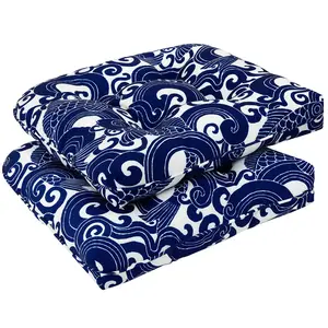 Downluxe Outdoor Chair Cushions Set of 2 for Patio Furniture, Waterproof Tufted Overstuffed Patio Furniture Cushions, Thick Seat Cushion, 19" X 19" X 5"