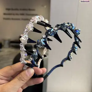 Sparkly Rhinestone Headband for Female, Non-Slip Tooth Comb Hair Accessory, Crystal Flyaway Control Headband for Makeup, Daily Style,summervibes