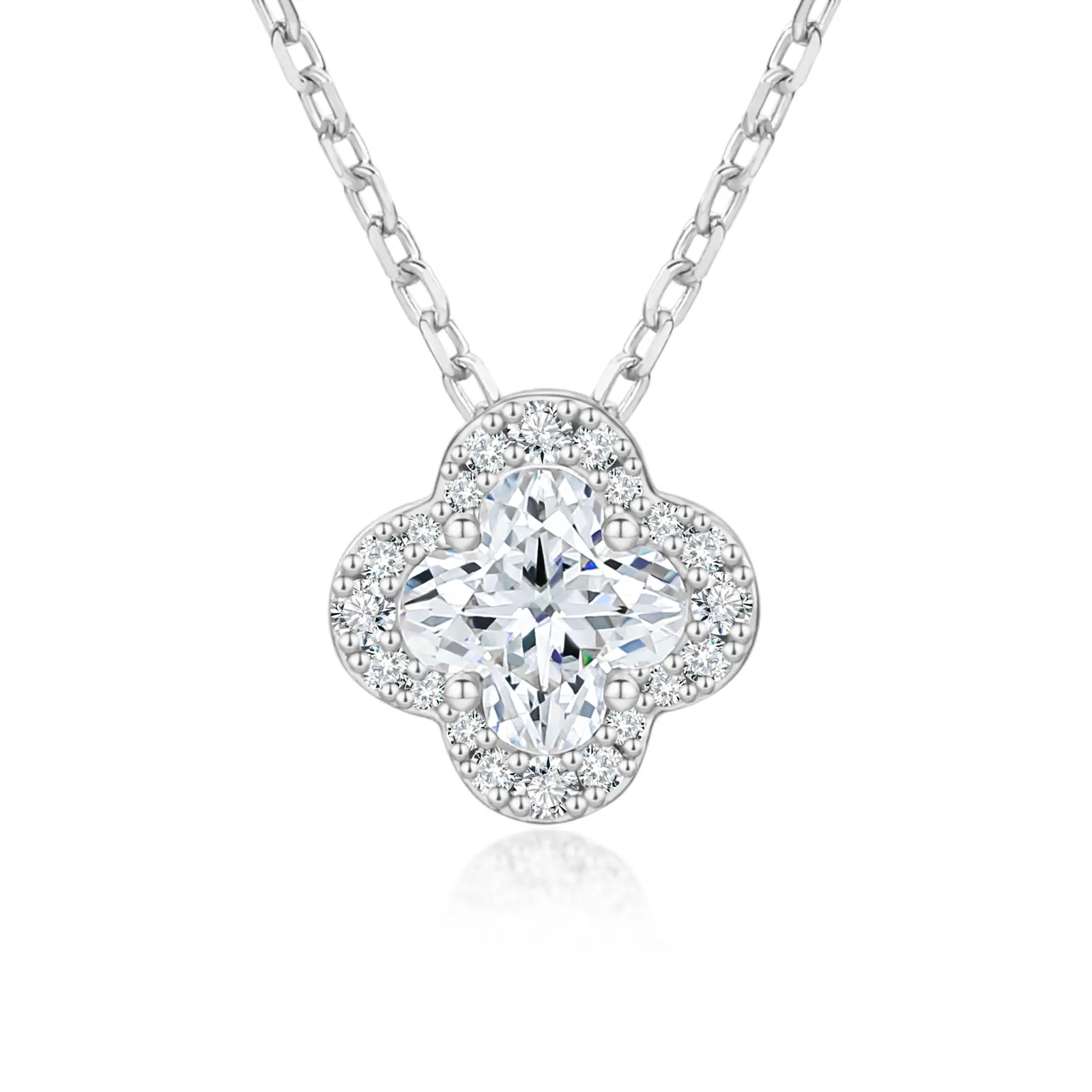 UCCIYO Four-Leaf Clover Shape Pendant N351 Lab-Created Moissanite S925 Sterling Silver Moissanite Pendant Necklace For Women Men Hip Hop Jewelry Gift【#N351】