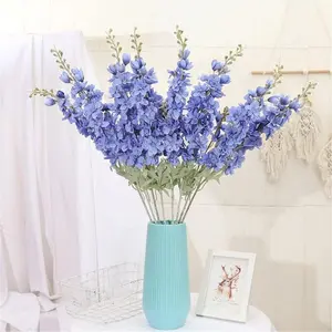 6 pieces Delphinium Artificial Flowers White Larkspur Artificial Flowers, 33.5in Fake Flowers Bulk Silk Flowers with Stems Real Look for Home Garden Wedding Arrangement Decor