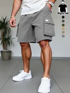 Men's Plus Size Casual Trendy cargo shorts, Casual Sports Shorts, Casual Athletic Shorts, Elastic Waist Drawstring Design, Comfortable Durable, Outdoor Activities and Weekend Wear