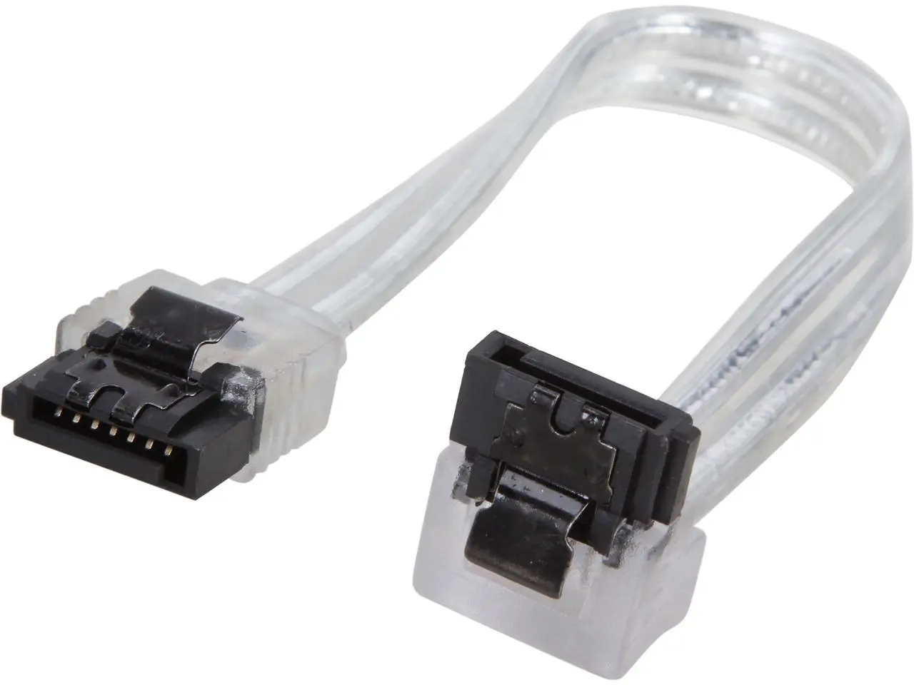 Nippon Labs SATA3L0.5FT-90/180SL 6" SATA III Male to Male Latching Cable(Flat to Right Angle), Silver