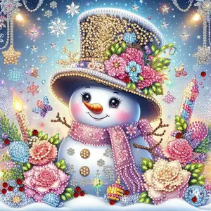 DIY Diamond Painting Kit, Snowman Design, No Frame Art Embroidery Cross Stitch, Wall Decor for Bedroom Office Living Room