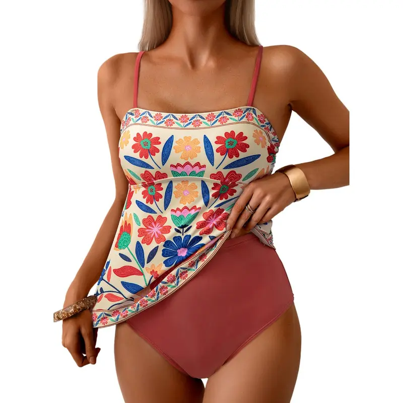 Dokotoo Women's Boho Floral Tankini Set Two Piece Swimsuits Flowy 2026 Vintage Beachwear Dokotoo Women's Boho Floral Tankini Set Two Piece Swimsuits Flowy 2026 Vintage Beachwear