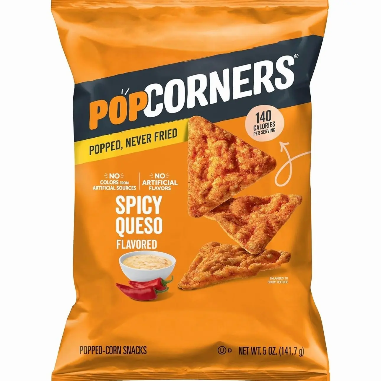 PopCorners Popped Corn Snack Chips, Spicy Queso, 5 Oz