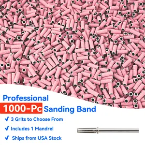 1000 Pcs 3mm Sanding Bands - Coarse Grit / Medium Grit / Fine Grit | Single Grit Per Box | Bulk Nail Drill Bits for Salon | USA Stock