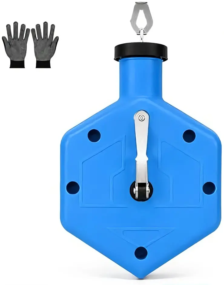 Chalk Line 100 ft Chalk Line Reel Contractor Chalk Reel Chalk Reel Box Construction Marking Tool，Measuring Layout Tool with Work Gloves for Roofing, Carpentry, Flooring, Drywall, Tile