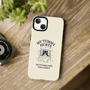 “Literally Me!” 🦝 Funny Raccoon Meme Case for iPhone 13, “My Tummy Hurts” Relatable Quote Cover, Viral TikTok Humor Case — 975