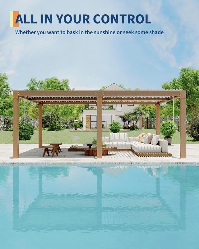 PeakPursuit Louvered Pergola - 10'x20' Outdoor Pergolas with Adjustable Louvered Roof, Reinforced Aluminum Frame, Integrated Drainage System, Outdoor Gazebo for Deck, Patio, Backyard and Garden