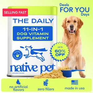 Native Pet The Daily Dog Vitamins & Supplements - 11-in-1 Vitamin Powder for Dog Food Topper - Collagen, Glucosamine, Probiotics, Omega & More- Supports Healthy Gut, Mobility & Overall Health