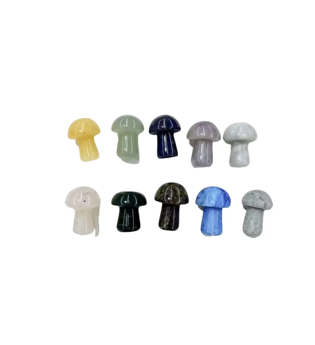 10pcs Natural Crystal Mushroom Figurine Set, Mixed Gemstone Carvings for Home Decor, Reiki Healing, Collectibles & Gift, Ornaments