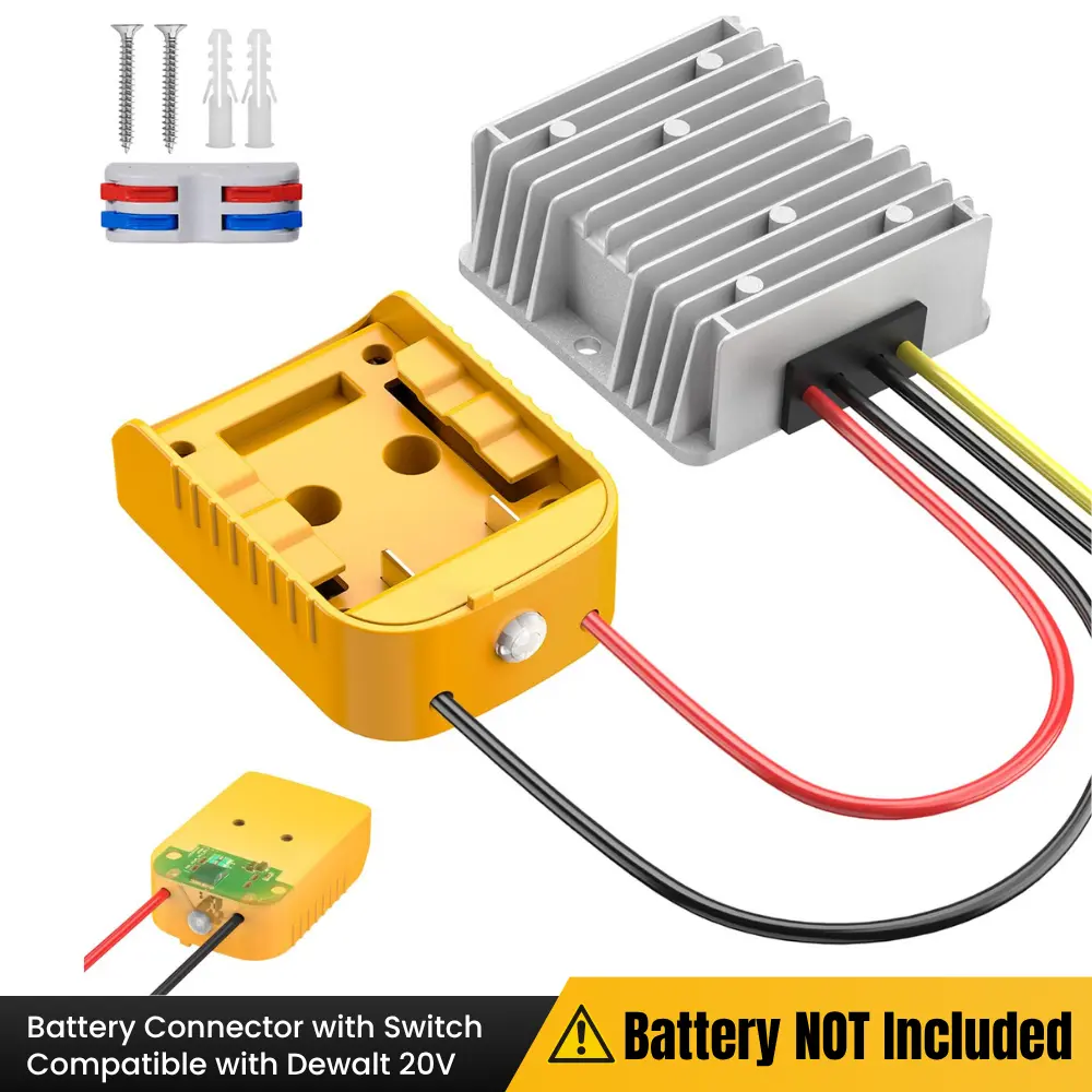 Azocek Upgraded Battery Connector for Dewalt 20V - With Power Switch & LED Indicator - Multi-Protection DIY Step Down Adapter for Power Wheels, Work Lights & Robotics [Battery Not Included]