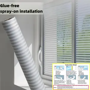 3D Striped Pattern Static Cling Window Film, 1 Count Privacy Frosted Window Sticker for Home Office Window Decor, Window Privacy Film