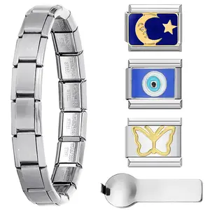 Italian Charm Bracelet Classic Starter Tool Jewelry SetS Stainless Steel for Women Men Son Daughter Gift