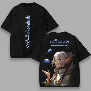 Anime Printed T-shirt Men's Unisex Clothing Washed Oversized T Shirt High Quality Cotton Tees Tops Unisex couple T-shirts perfect summer gift funny streetwear graphic tee