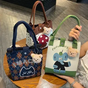Grandpa Panda Tote Bag, Souvenir, Everyday Casual Versatile Handbag with Soft Rubber Handle, 2026 New Cute Handbag