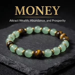 Attract Wealth & Prosperity Crystal The Ultimate Money Manifestation Bracelet - Natural Tiger's Eye & Aventurine Stone
