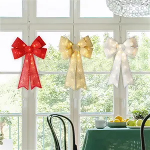 Christmas Decorations LED Light Glowing Bow PVC Large Christmas Bow Christmas Tree Decoration Pendant Hanging Ornament