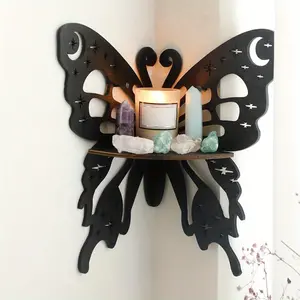 Rack, Return To The Ancients Wood Hollow Butterfly Candle Holder Wall Shelf Home Decor, Display Shelf, Decorative Shelf