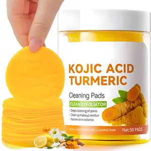 50pcs Turmeric Cleansing Pads, Deep Clean Facial Wipes for Acne & Dark Spots, Alcohol-Free Makeup Removal Tools, Single Item Pack