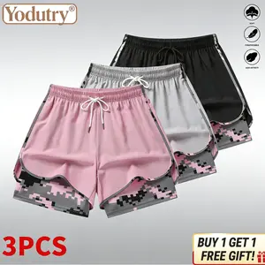 3-pack women’s casual athletic shorts with built-in liner, drawstring, elastic waistband-suitable for outdoor sports, fitness, running, and casual wear; women’s shorts, athletic shorts, womenswear