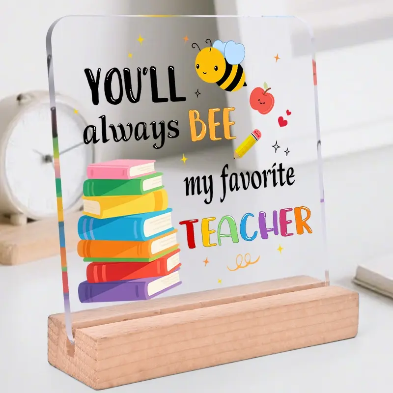 Acrylic Room Decoration Plaque Gift for Teachers, Teacher Appreciation Day Present, Favorite Teacher Theme Decorative Sign