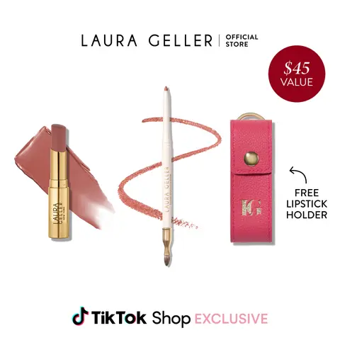 Laura Geller Jelly Balm Hydrating Lip Color and Line Smoother Featherproof Lip Liner Duo + FREE Lipstick Holder with Mirror