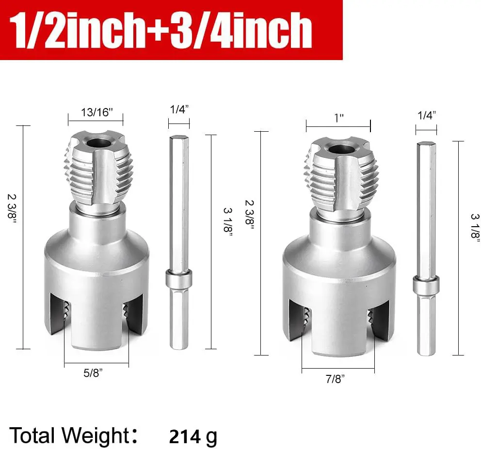 Threading Tool with Connecting Rod - Internal and External  1/2in + 3/4" PPR Pipes, Electric Drill Compatible, High Speed ​​Steel, Quick Installation, for Professional Plumbing and DIY Projects tiktokshopspringglowup #summervibes